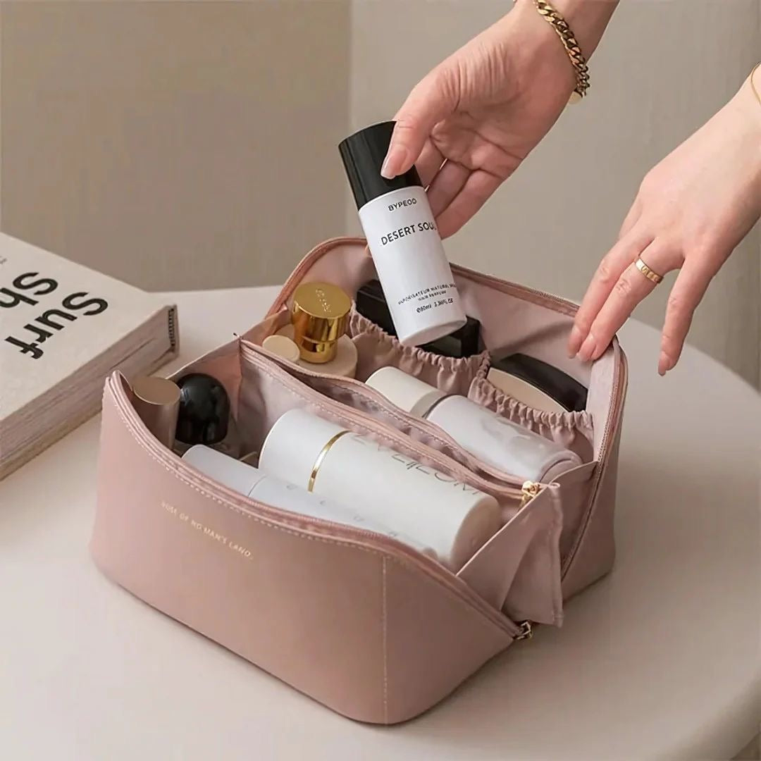 Leather makeup pouch