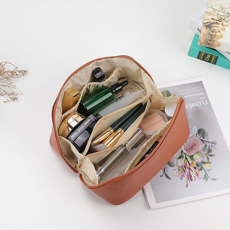 Leather makeup pouch
