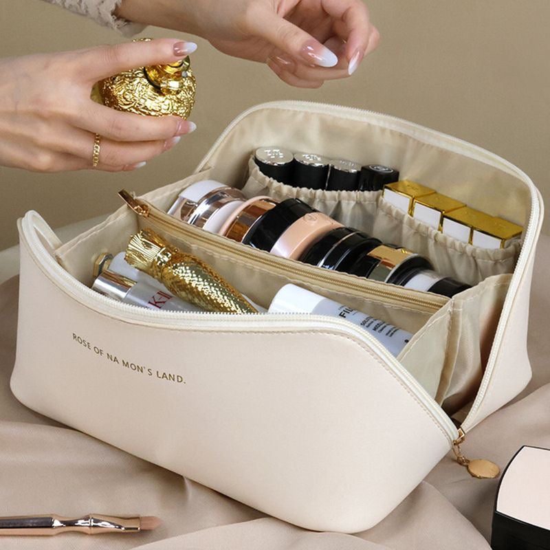 Leather makeup pouch